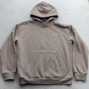 COMFRT‎ Seneca Heavyweight Hoodie Mens Large Taupe Brown Embroidered Sweatshirt